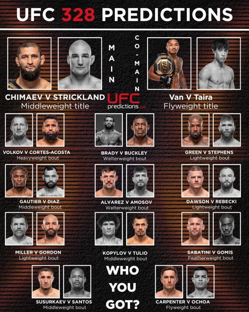 All my picks for UFC 328
